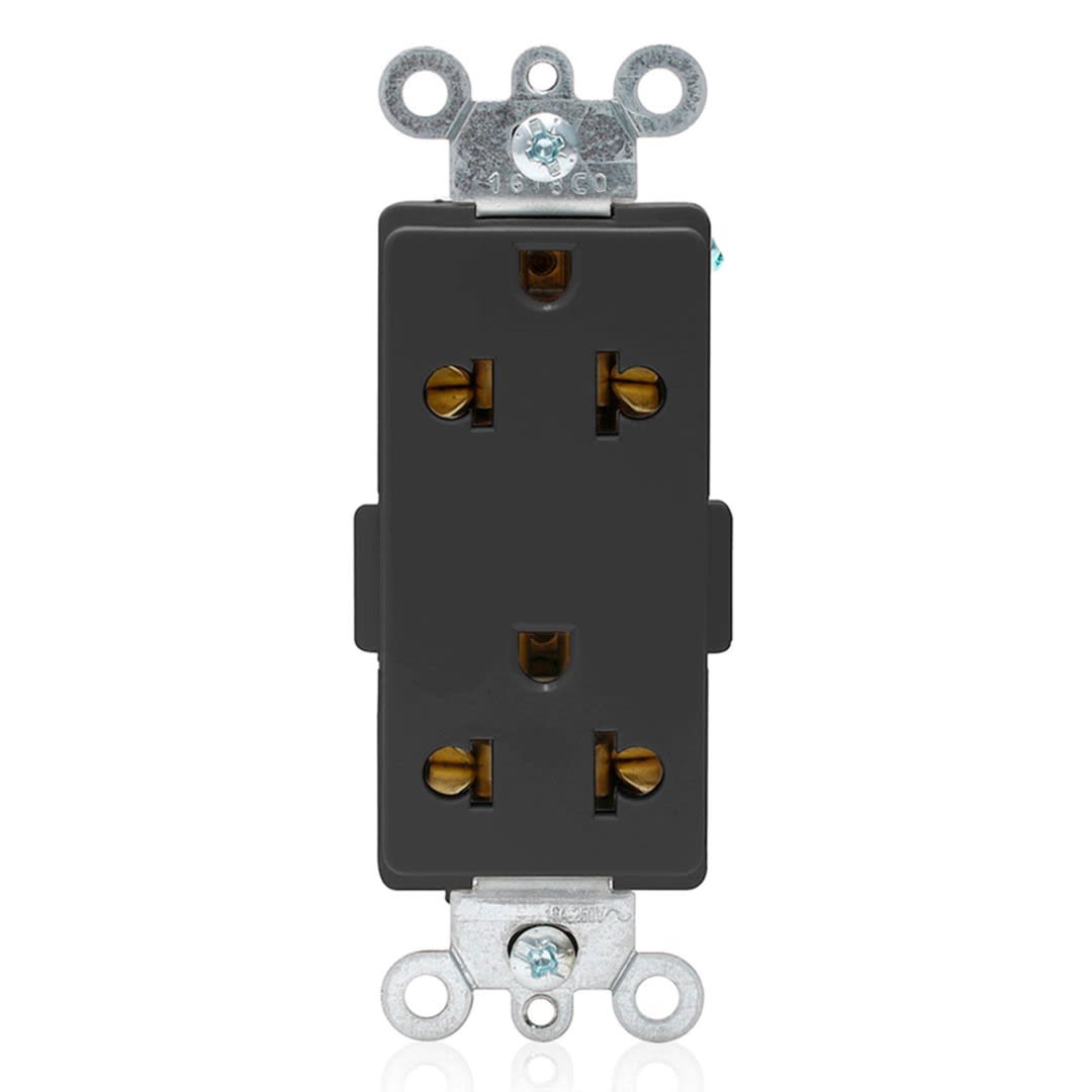 TOMA DOBLE EMPOTRABLE DECORA UNIVERSAL 2X15A L/T 250V O 16A L/T 250V NEGRO LEVITON