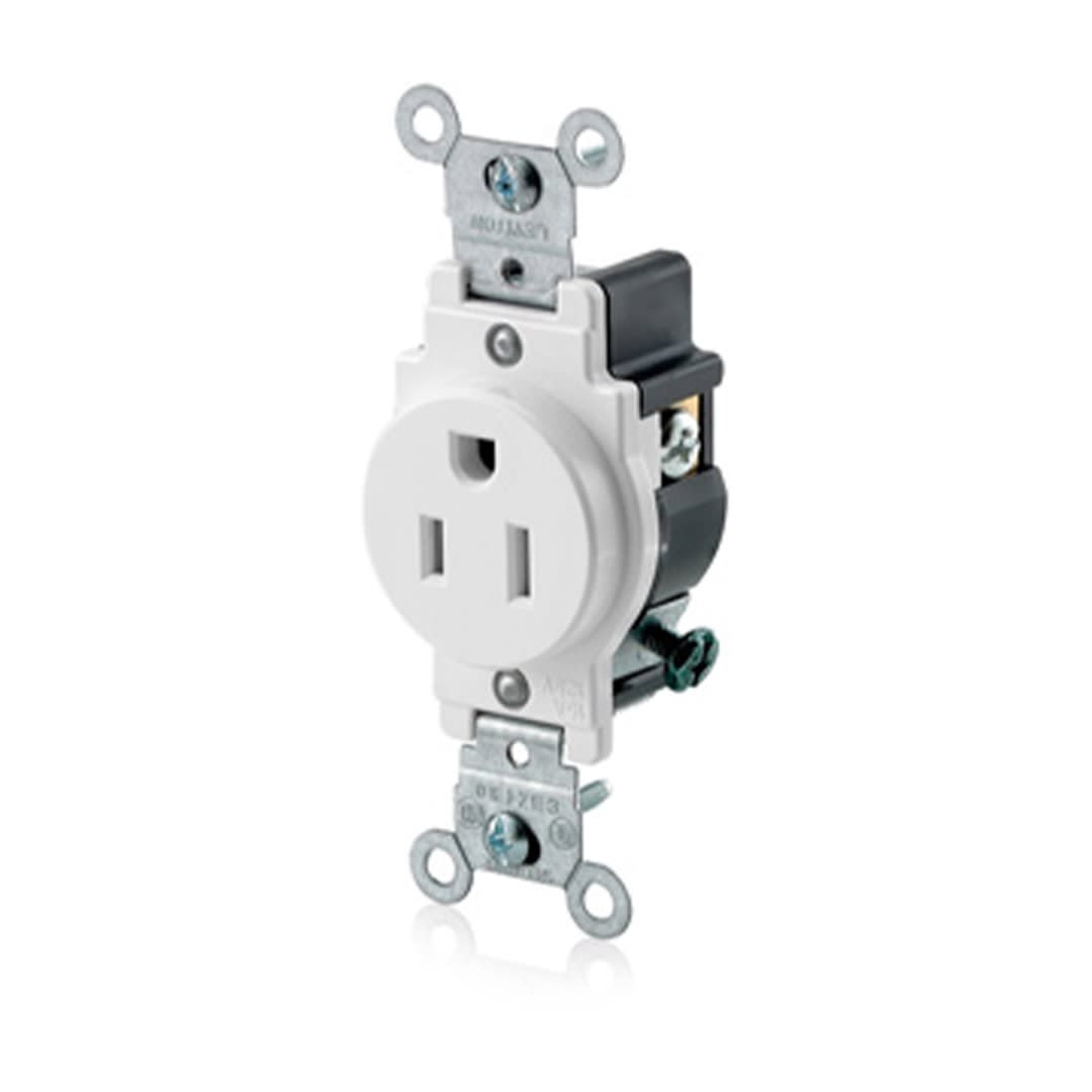 TOMA SIMPLE EMPOTRAR L/T COMERCIAL 15A 125V BLANCO LEVITON
