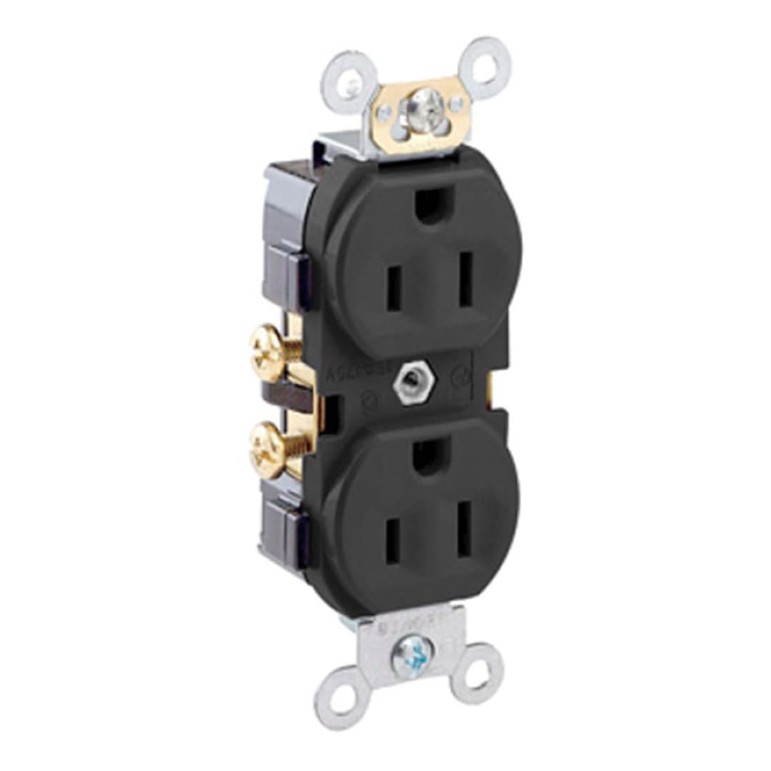 TOMA DOBLE EMPOTRABLE COMERCIAL 2X15A L/T 125V NEGRO LEVITON