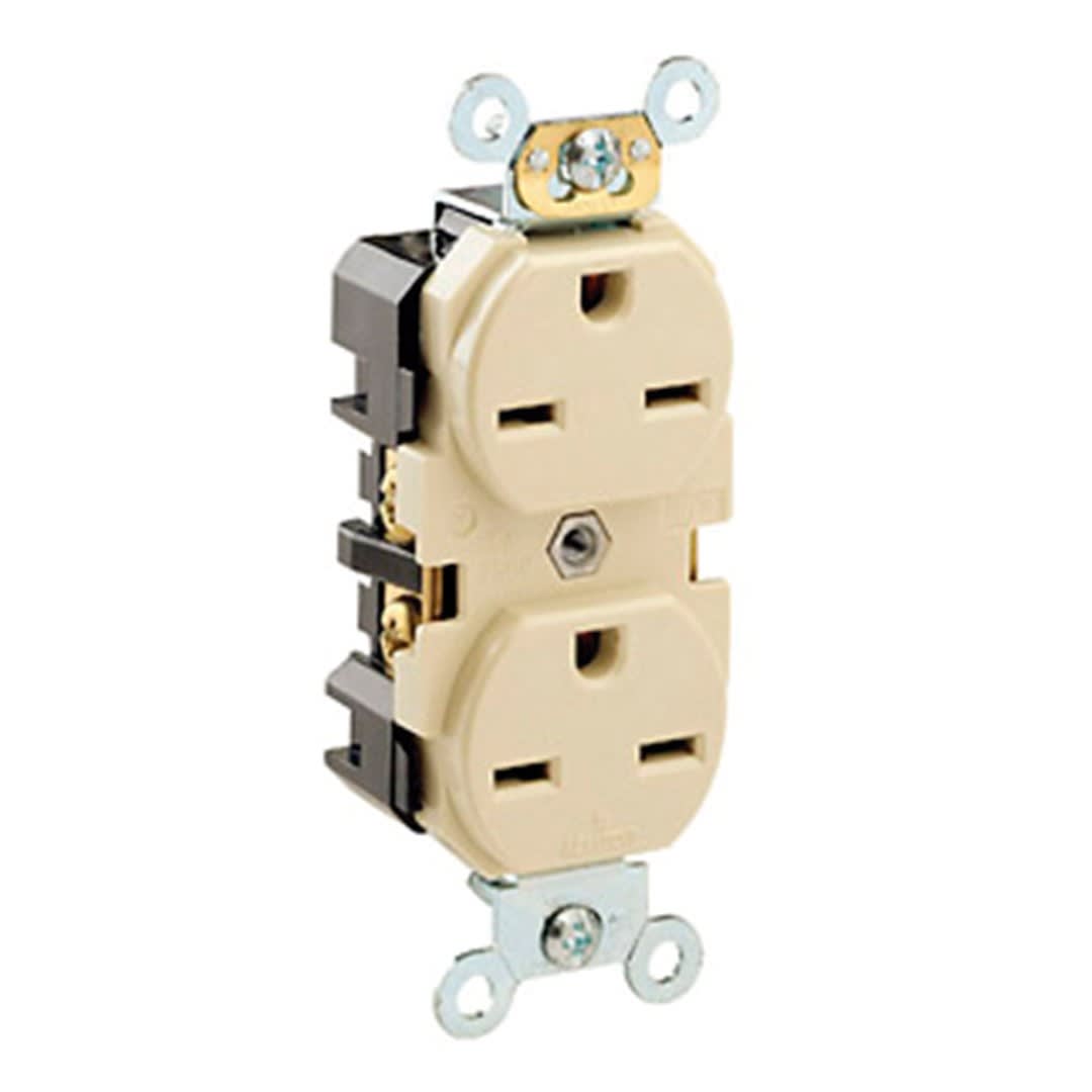 TOMA DOBLE EMPOTRABLE GRADO INDUSTRIAL 2X15A L/T 250V MARFIL LEVITON