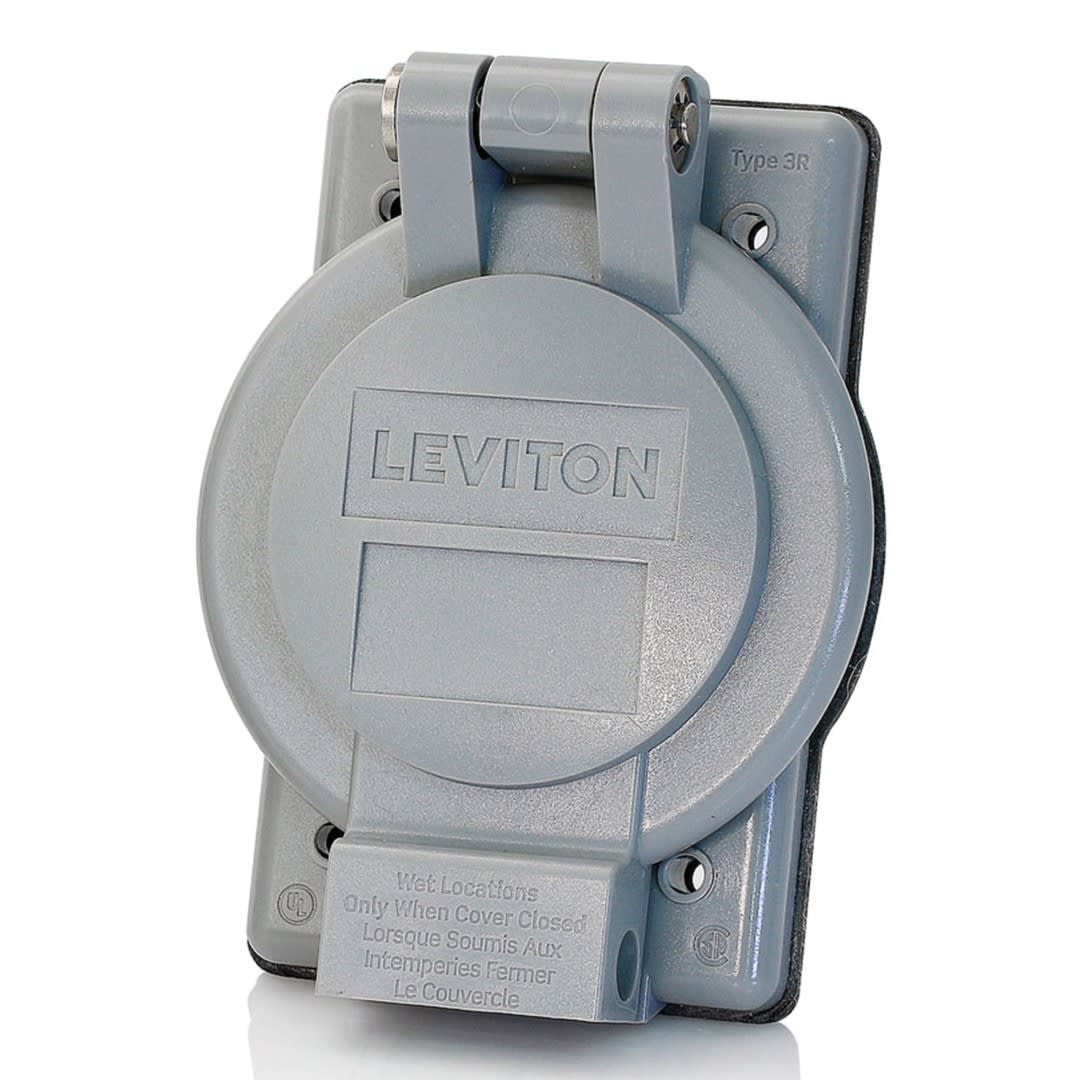 PLACA HERMETICA P/TOMACORRIENTE SIMPLE 15 Y 20A GRADO INDUSTRIAL NEMA 3R(IP65) LEVITON1