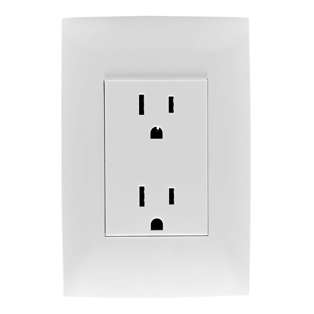 TOMACORRIENTE POLARIZADO CIEN C/TIERRA DÚPLEX C/PLACA 15A (125-250)V BLANCO LEVITON