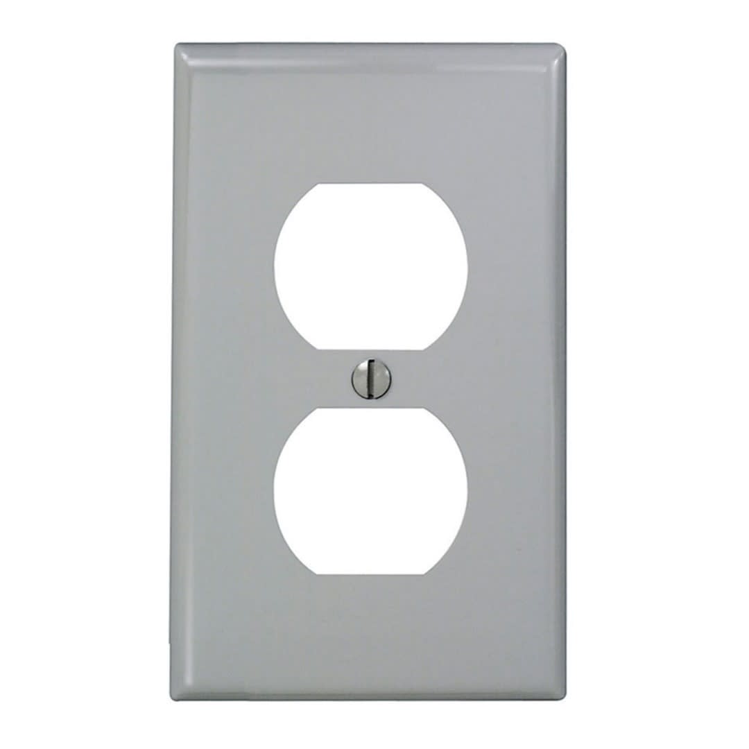 PLACA DOBLE NYLON P/TOMACORRIENTE GRIS LEVITON