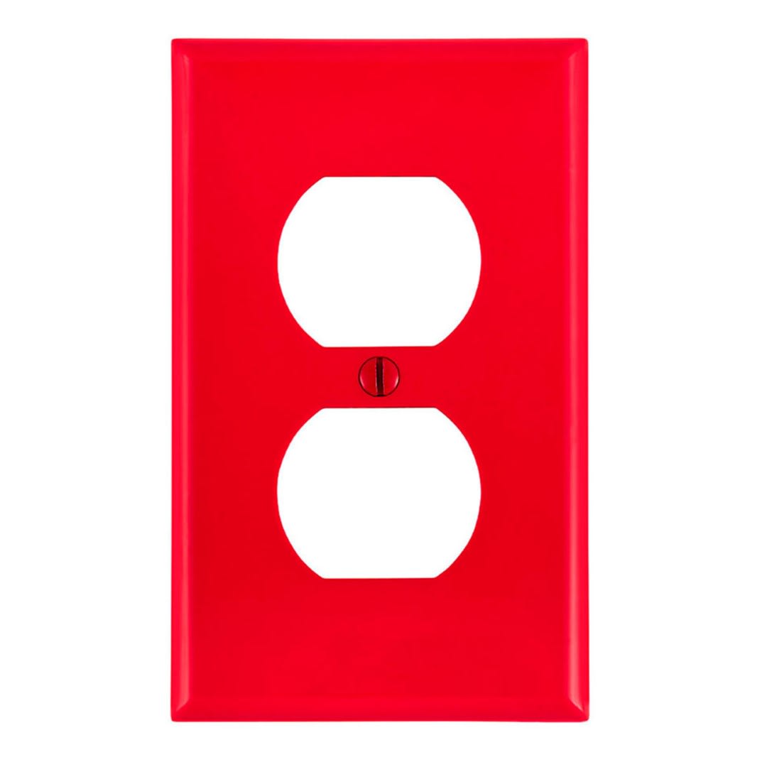 PLACA DOBLE NYLON P/TOMACORRIENTE ROJO LEVITON