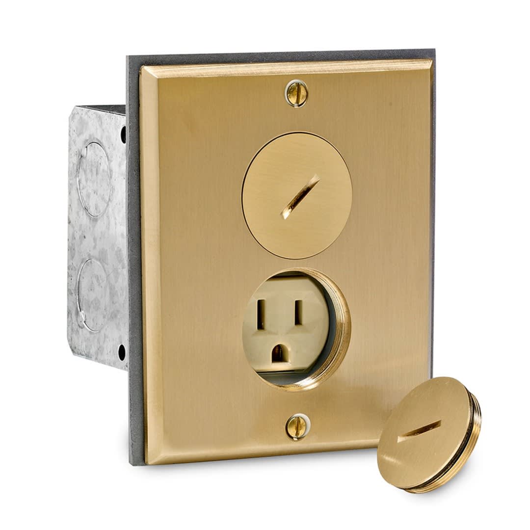 PLACA DOBLE HERMETICA PARA PISO BRONCE LEVITON1