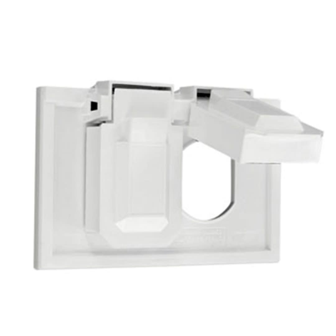 PLACA DOBLE HERMETICA HORIZONTAL NYLON BLANCA LEVITON1