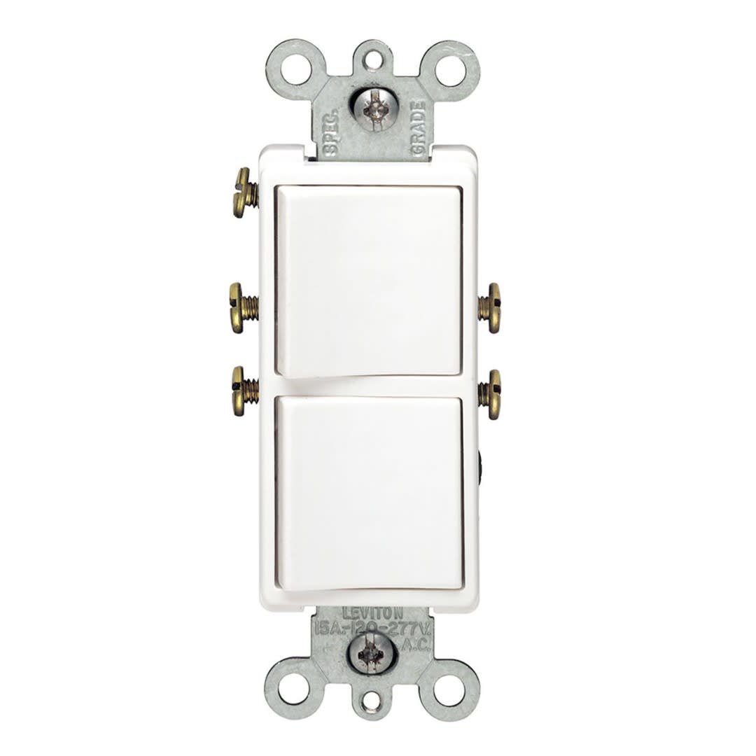 INTERRUPTOR DOBLE DECORA L/T 15A 250V BLANCO LEVITON