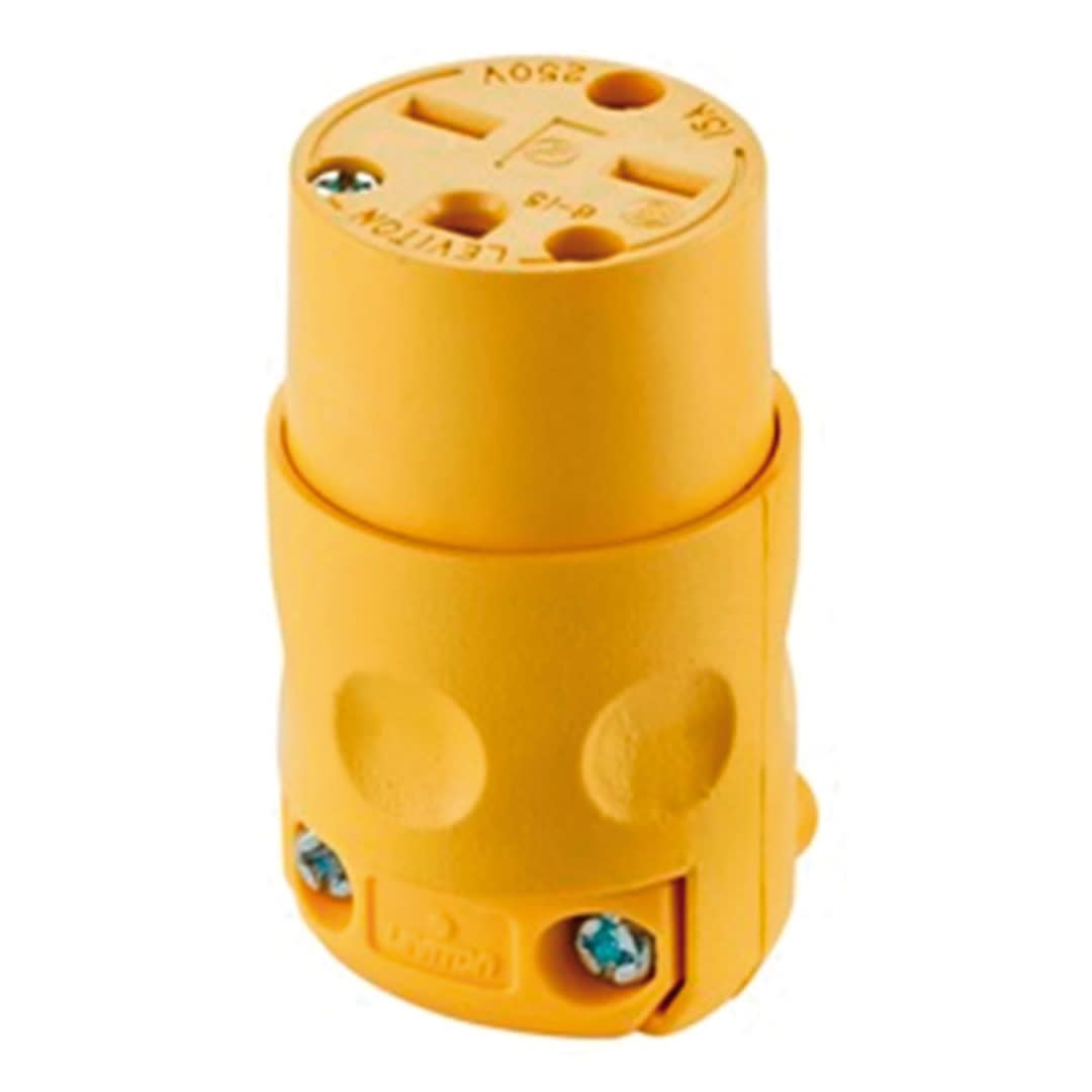 CONECTOR AEREO 15A 250V L/T M/CHINO PVC AMARILLO LEVITON1