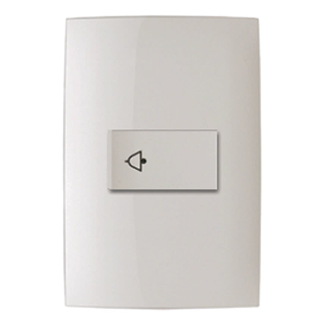 INTERRUPTOR SIMPLE PULSADOR C/SIMBOLO 10A 250V C/PLACA CIEN BLANCA LEVITON1