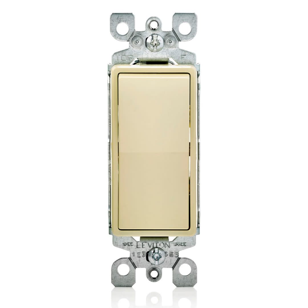 INTERRUPTOR UNIPOLAR SIMPLE DECORA 15A L/T 250V MARFIL LEVITON1