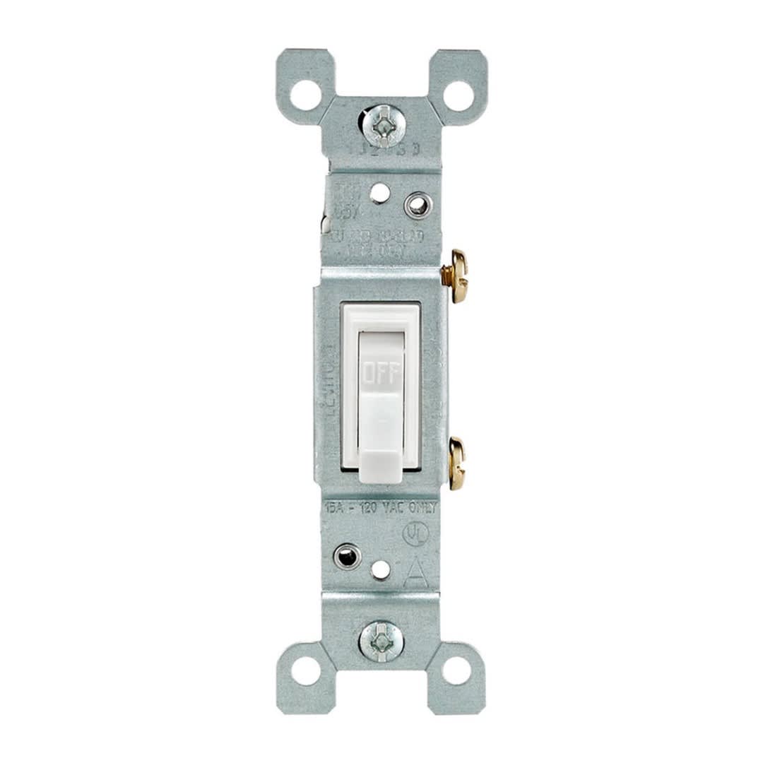 INTERRUPTOR UNIPOLAR SIMPLE DE PALANCA 15A 120V BLANCO LEVITON1