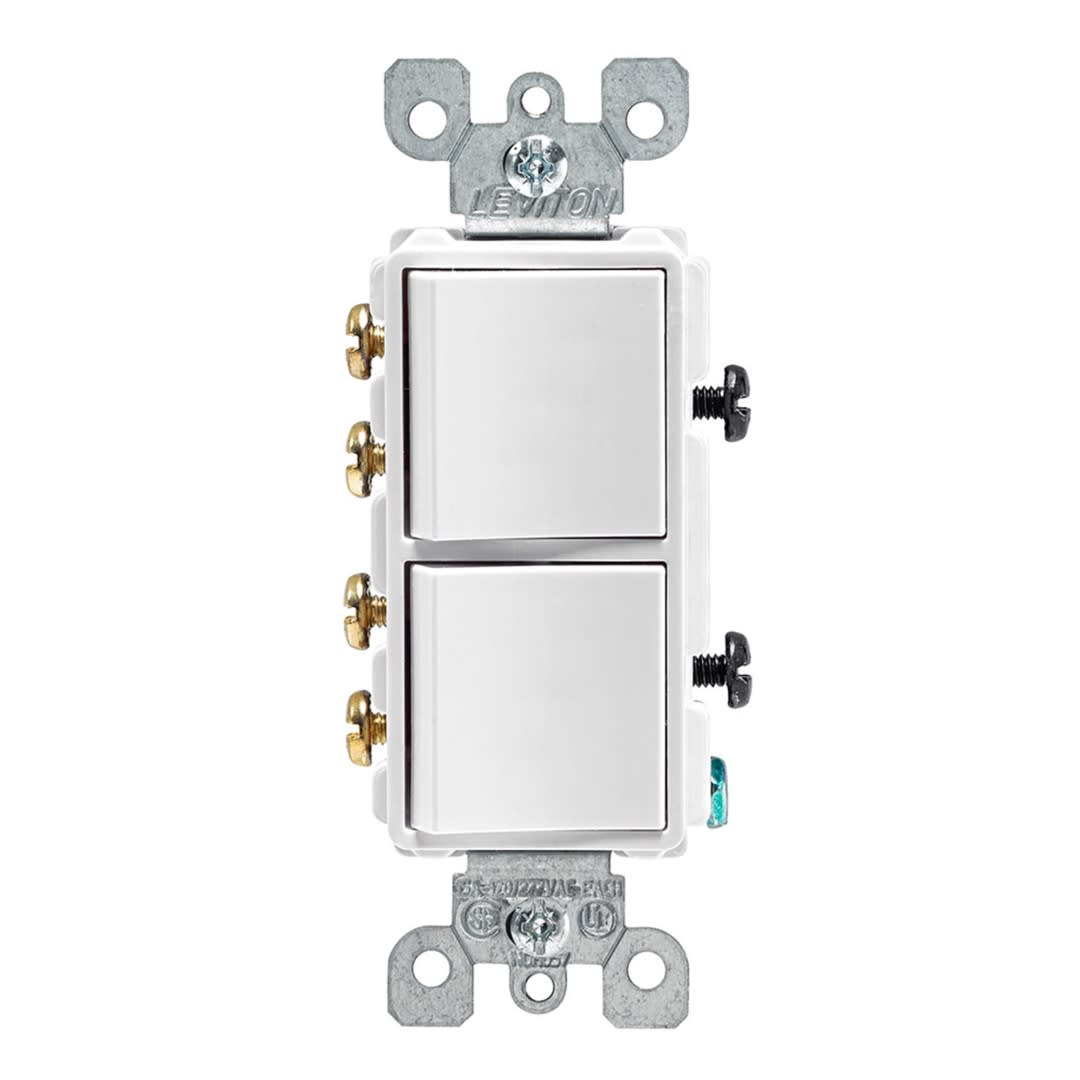INTERRUPTOR DOBLE DECORA D/3 CONMUTACION 15A 250V BLANCO LEVITON