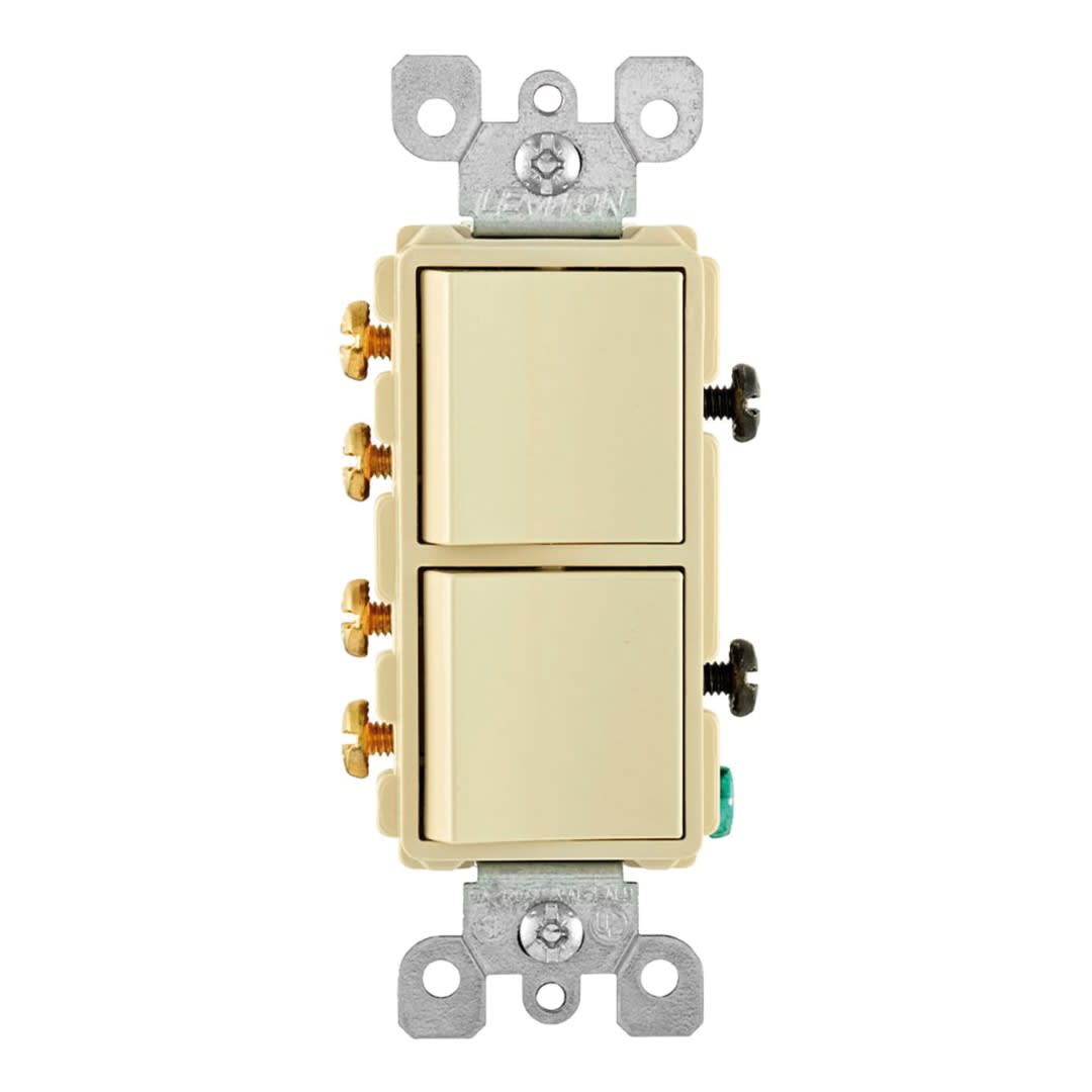 INTERRUPTOR DOBLE DECORA D/3 CONMUTACION 15A 250V MARFIL LEVITON1