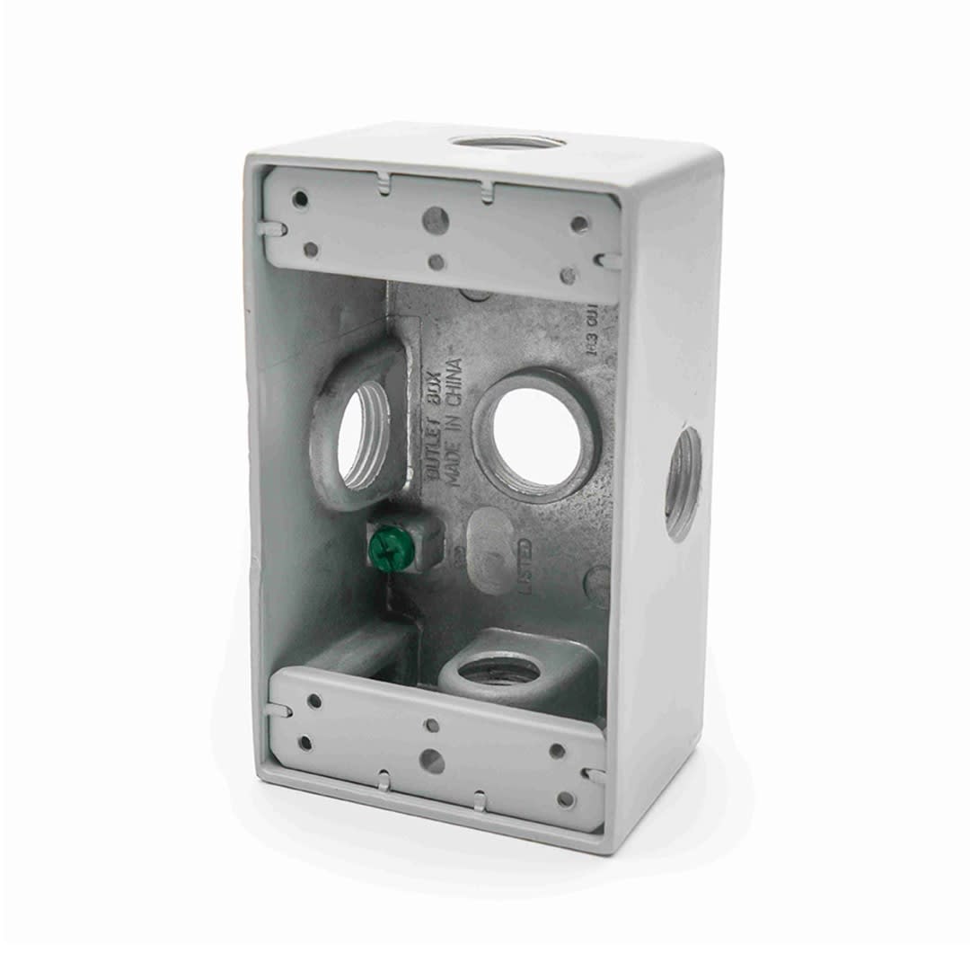 CAJA RECTANGULAR ALUMINIO 3/4'' 3 SALIDAS CON UL NAAVI CONDUIT