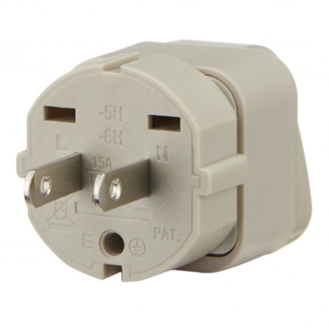 ADAPTADOR UNIVERSAL ESPIGA PLANA 15A 125V COLOR GRIS WONPRO1
