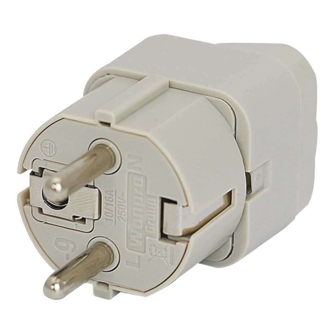 ADAPTADOR UNIVERSAL 10/16A 250V SCHUKO COLOR GRIS WONPRO