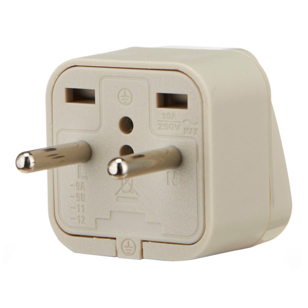 ADAPTADOR UNIVERSAL 10A 250V PATA REDONDA COLOR GRIS WONPRO1