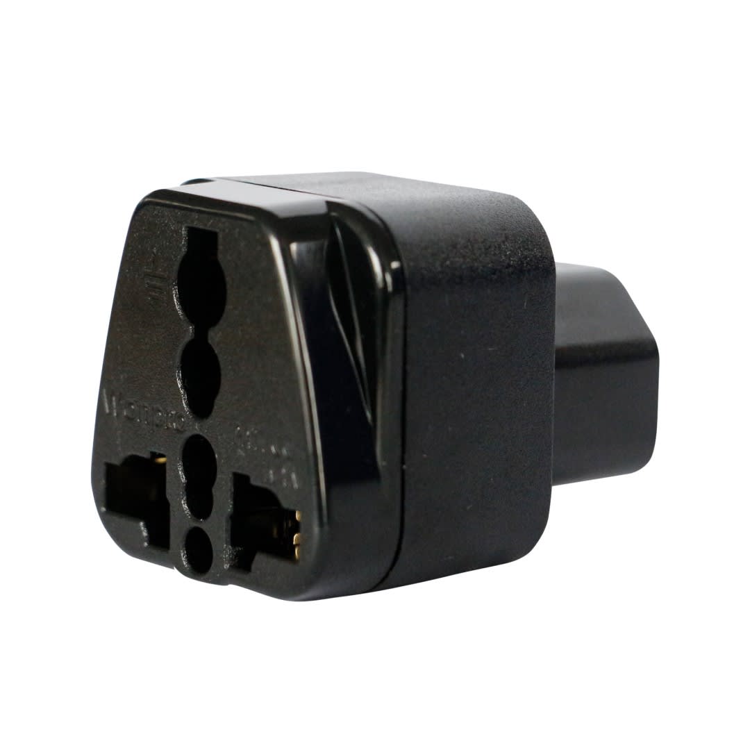 ADAPTADOR UNIVERSAL ENCHUFE TIPO IEC320 C13 10A 250V CON L/T COLOR NEGRO WONPRO