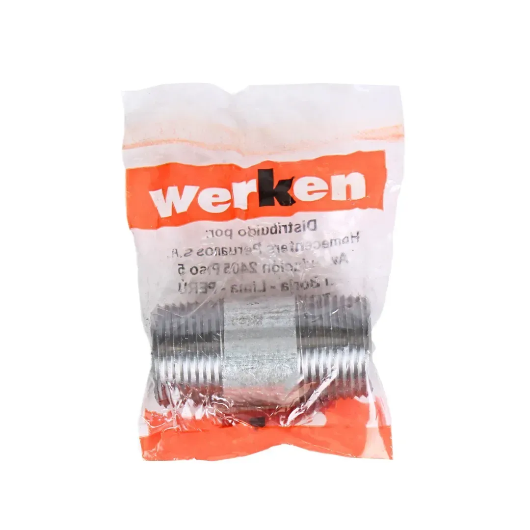 NIPLE DE FIERRO GALVANIZADO 3/4'' X 2'' WERKEN3