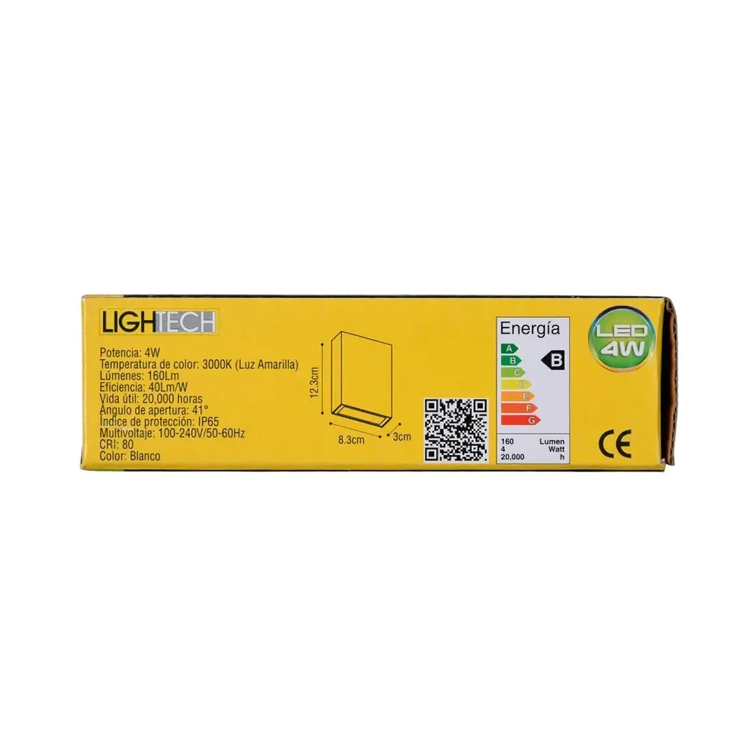 APLIQUE EXTERIOR LED 2 LUCES 4W BLANCO LUZ CALIDA LIGHTECH4