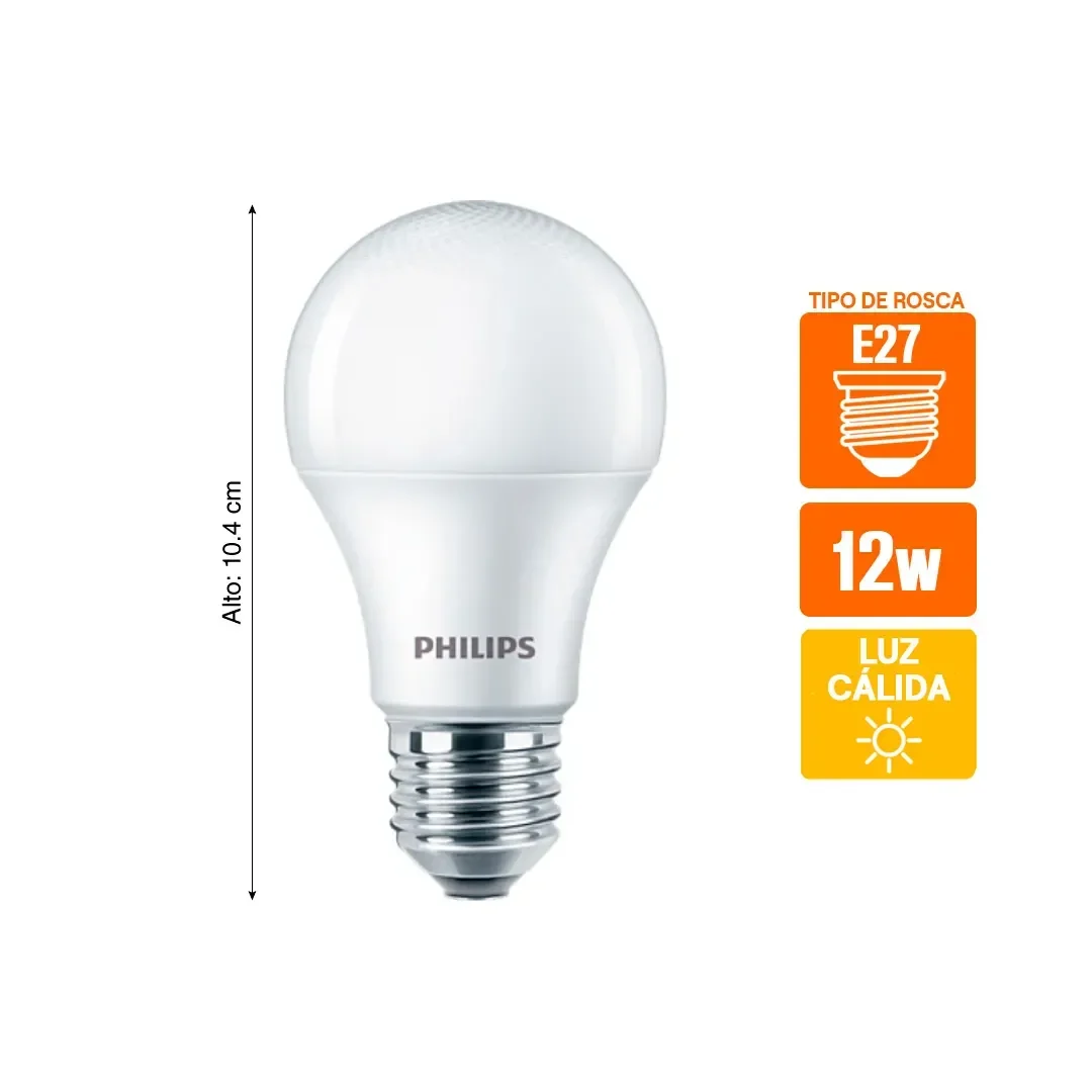 FOCO LED ESSENTIAL E27 12W LUZ CALIDA PHILIPS
