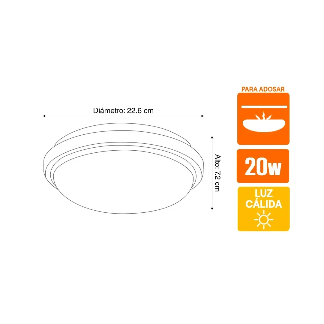 PLAFON LED 20W IP65 CHAMPAGNE LUZ FRIA LIGHTECH2