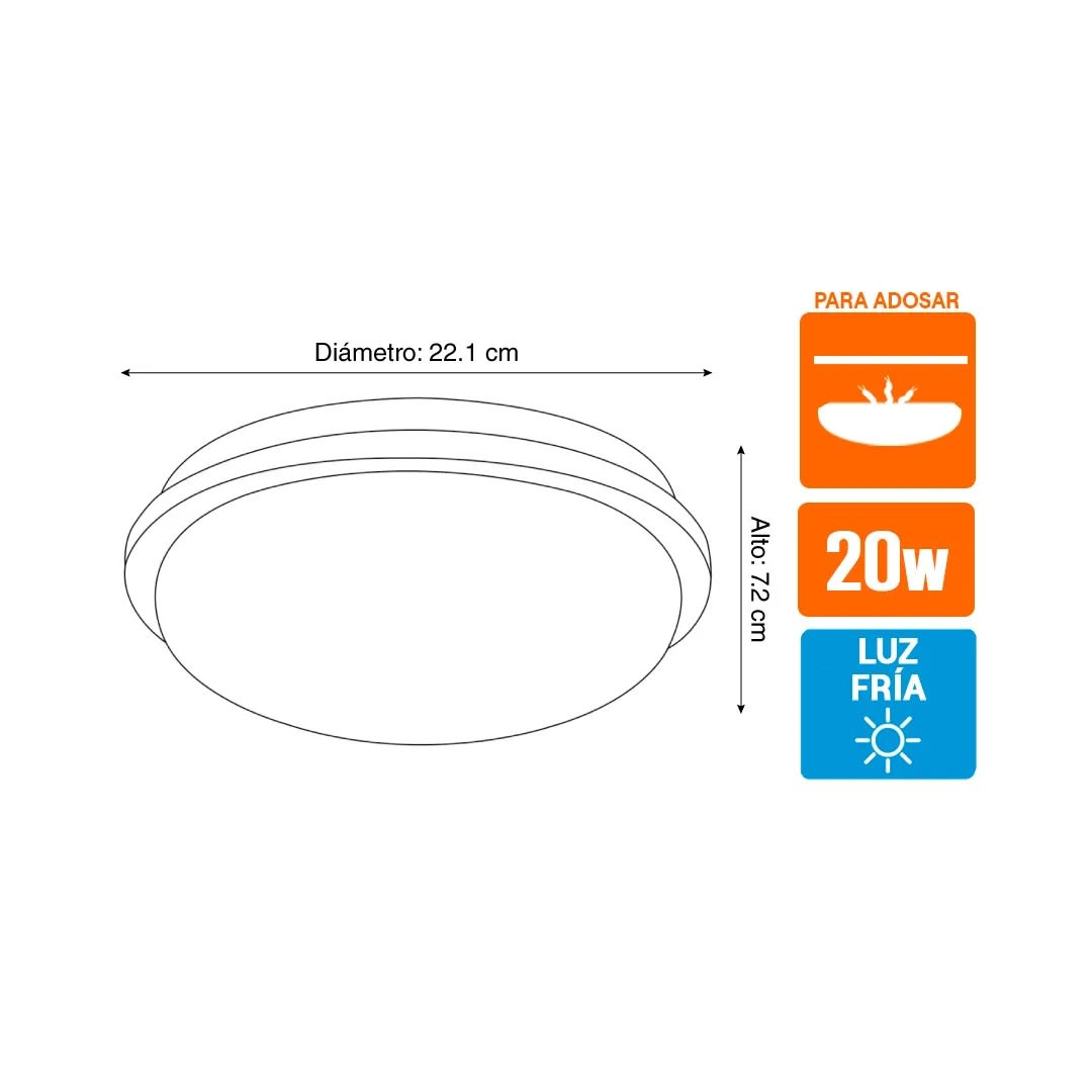 PLAFON LED 20W SENSOR MOVIMIENTO LUZ FRIA LIGHTECH3