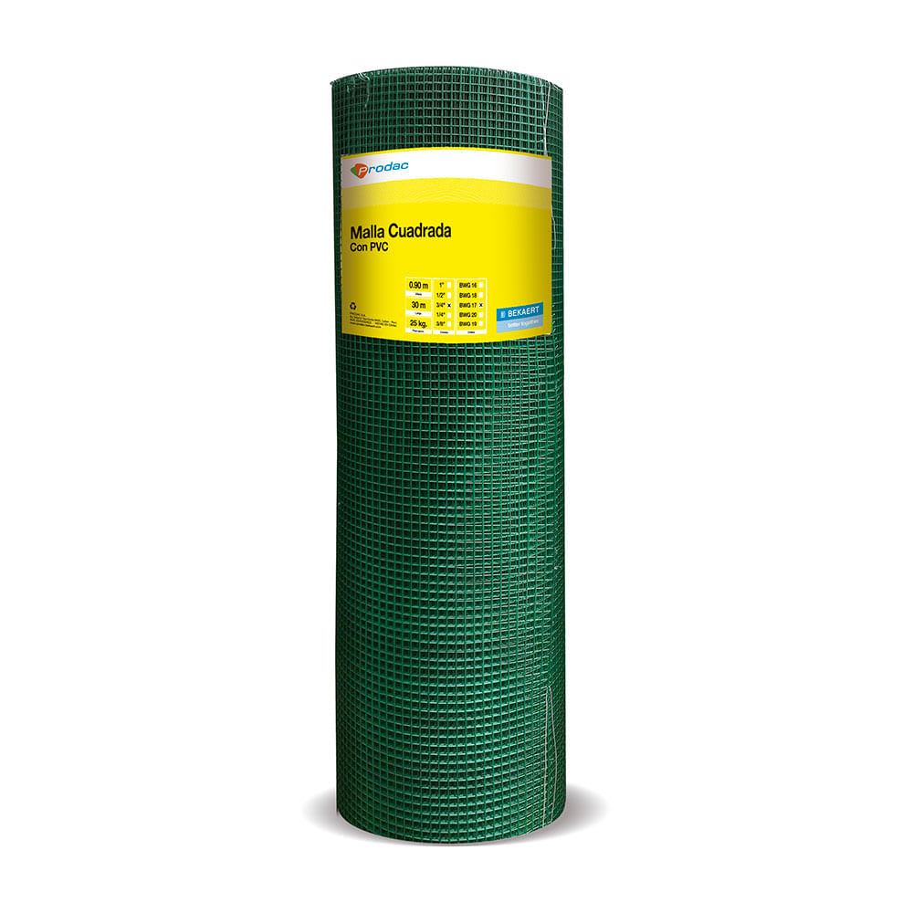 MALLA CUADRADA PVC 3/8' VERDE 30 M PRODAC