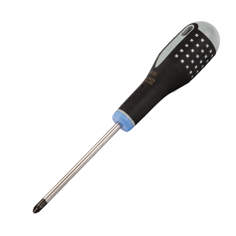 DESTORNILLADOR ATORNILLADOR PZ2 100MM NIQUELADO CON MANGO DE GOMA BAHCO