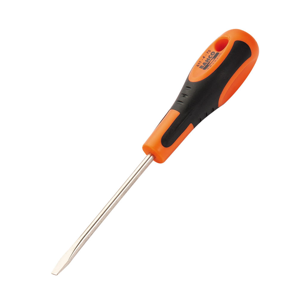 DESTORNILLADOR PLANO NIQUELADO 4.0X100MM CON MANGO DE GOMA BAHCO