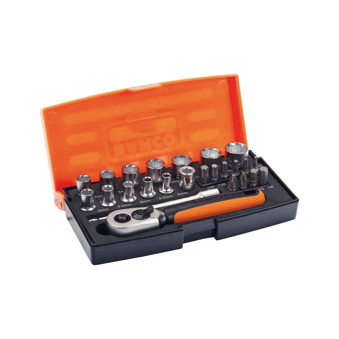 SET DADOS Y ACCESORIOS ENCASTRE 1/4'' 25P BAHCO