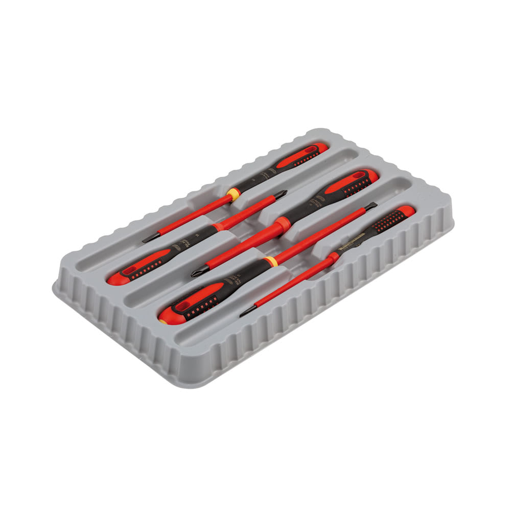 JUEGO DE DESTORNILLADORES AISLADOS 1000V 5P EN COLOR NARANJA BAHCO