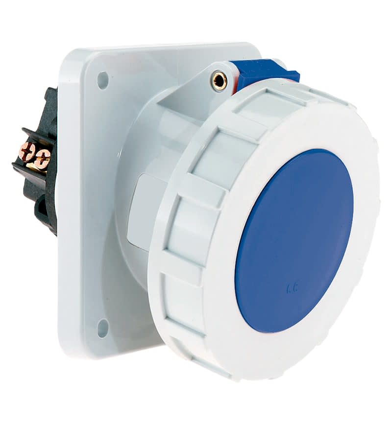 TOMA EMPOTRABLE 63A 2P+T 250V AZUL 6H IP67 12569 BALS