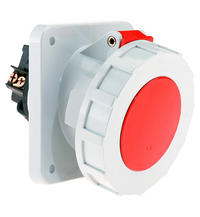 TOMA EMPOTRABLE 63A 3P+T 415V ROJO 6H IP67 12570 BALS