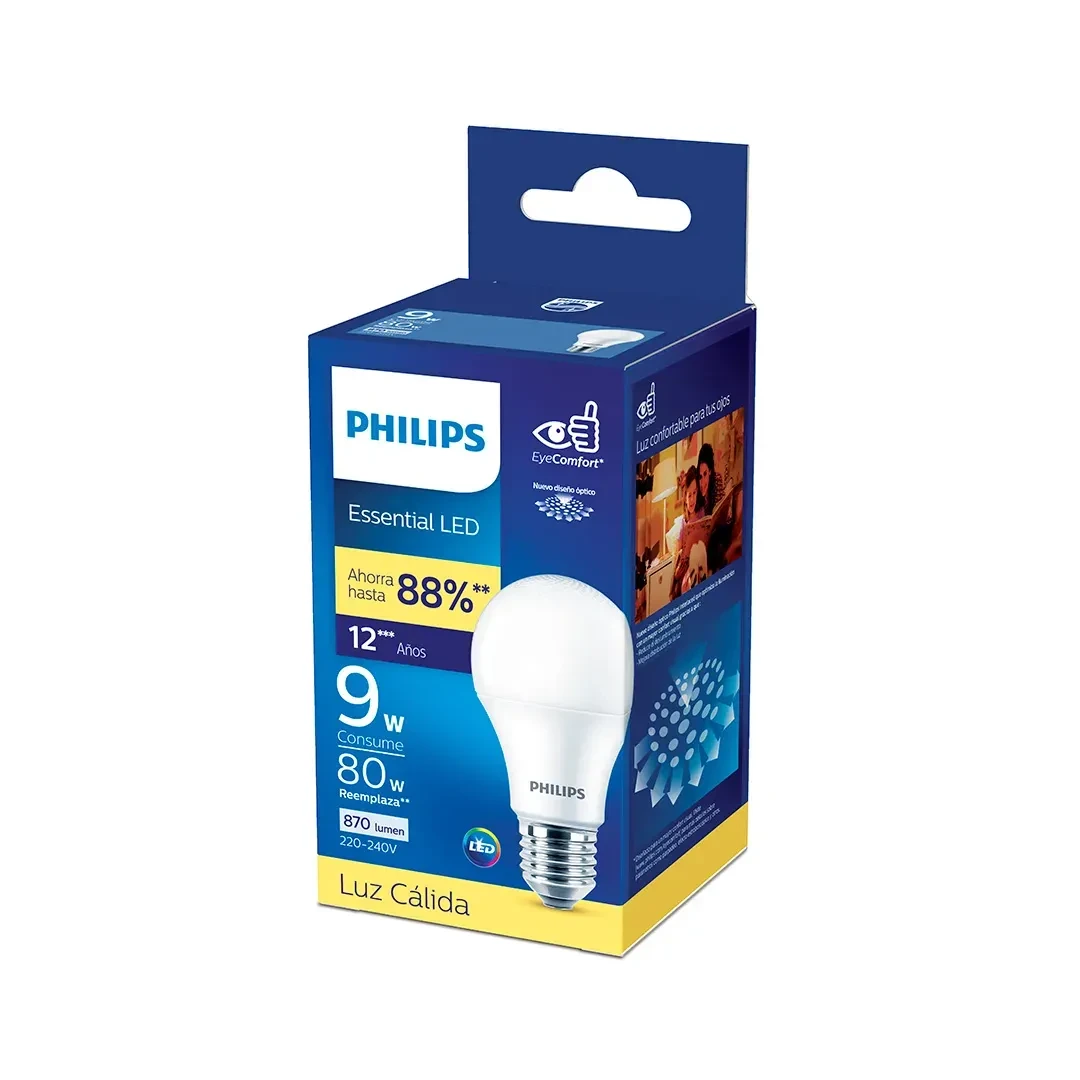 FOCO LED ESSENTIAL LC E27 9W LUZ CALIDA PVC/METAL BLANCO PHILIPS3