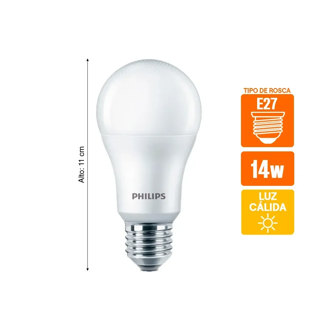 FOCO LED ESSENTIAL E27 14W LUZ CALIDA PHILIPS2