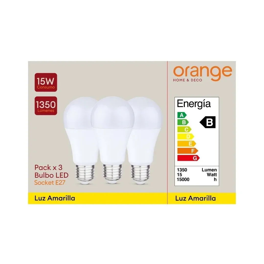 FOCO LED BULBO LC X3 15W LUZ CALIDA (PACK DE 3) ORANGE6