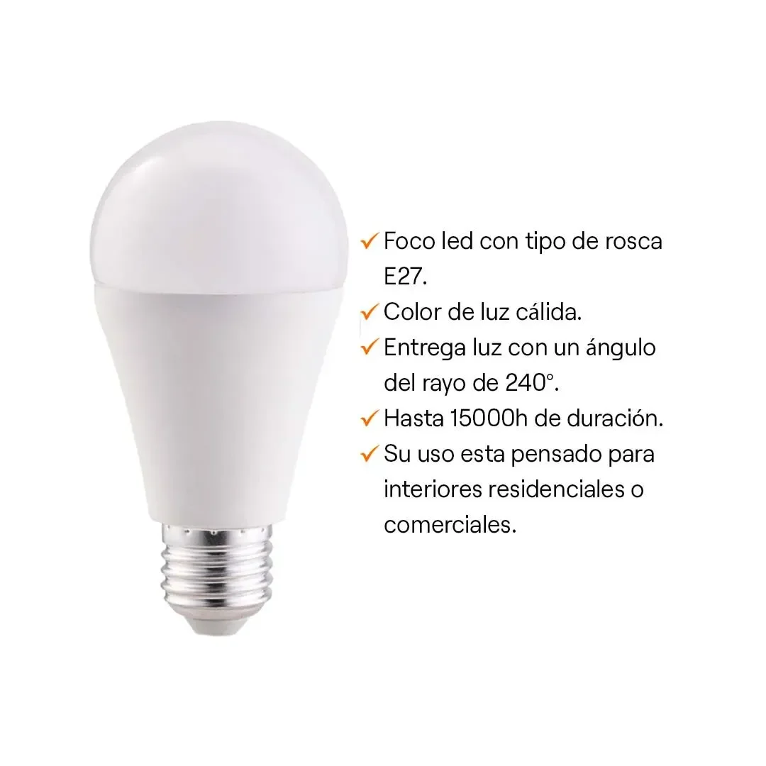 FOCO LED BULBO LC X3 15W LUZ CALIDA (PACK DE 3) ORANGE8