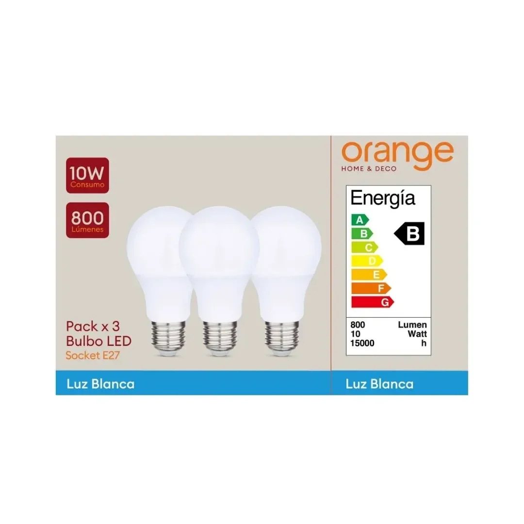 FOCO LED LUZ FRIA E27 10W X3 MODELO LF X3 ORANGE5