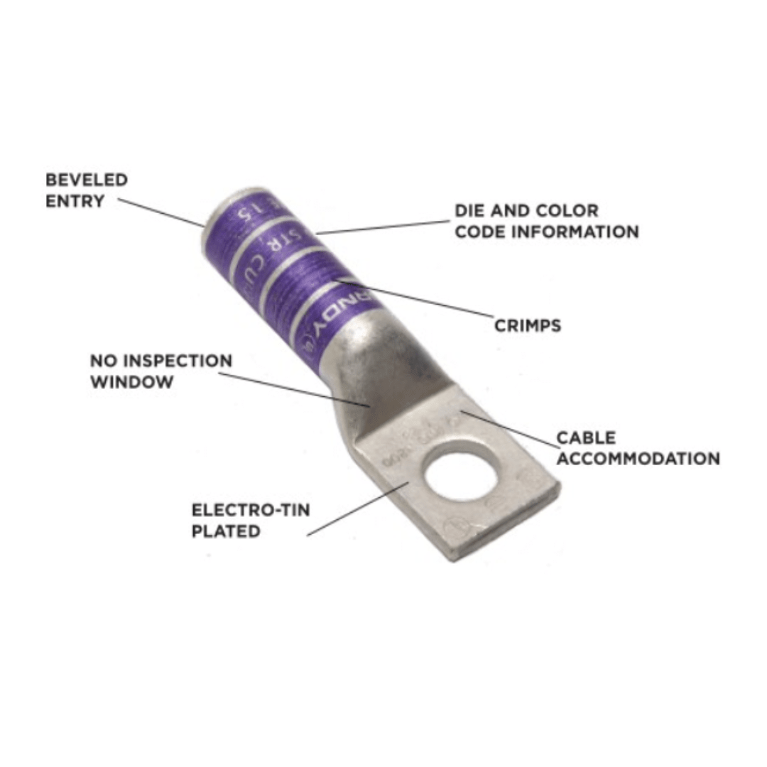 TERMINAL DE COMPRESION BARRIL LARGO CU/ES 4/0AWG Ø1/2'' 35KV UL BURNDY
