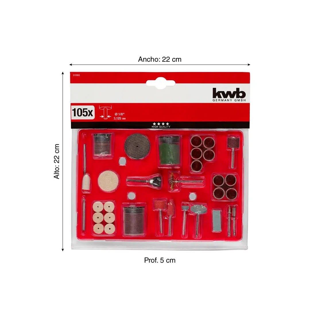 KIT ACCESORIOS MULTIPROPOSITO X105 PIEZAS KWB1