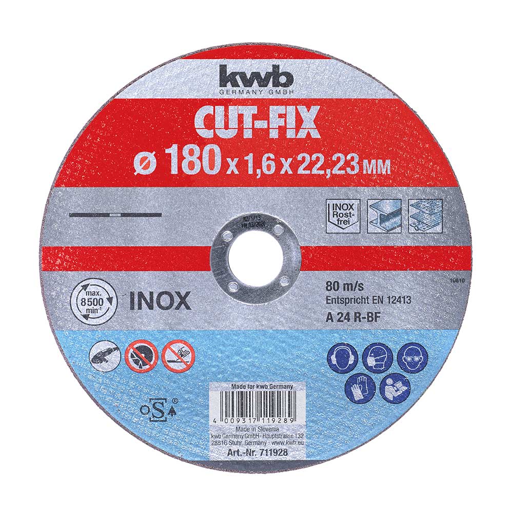 DISCO DE CORTE CUTFIX 180X1.4MM PARA METAL KWB