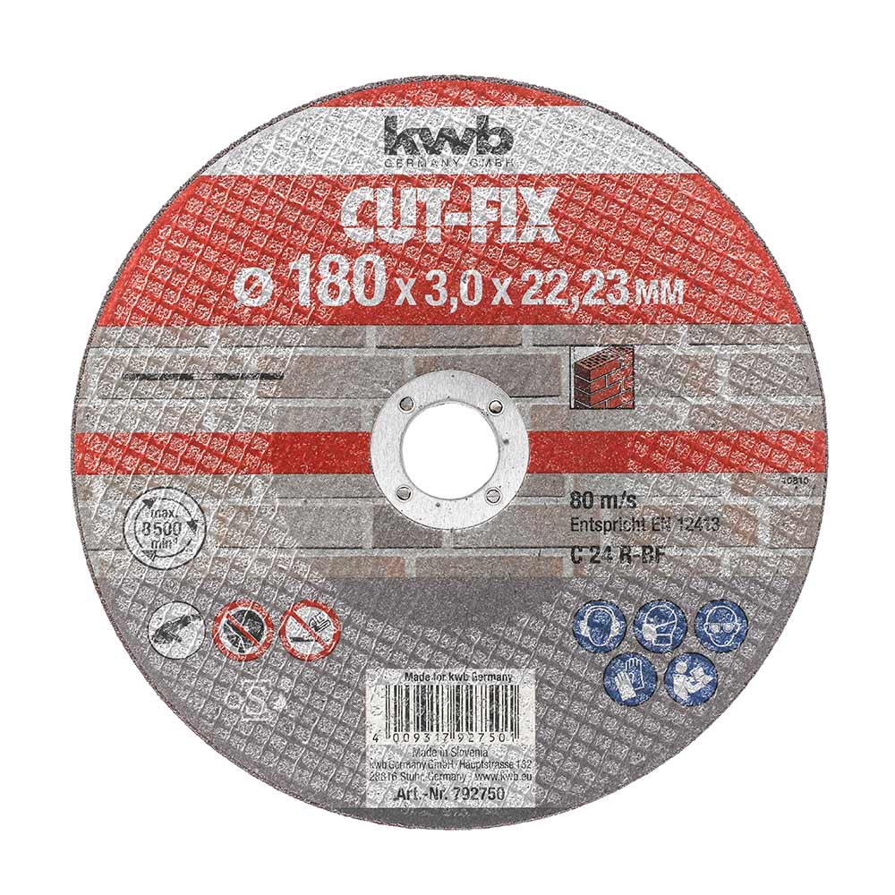 DISCO DE CORTE PARA PIEDRA CUT FIX 180X3X22MM KWB