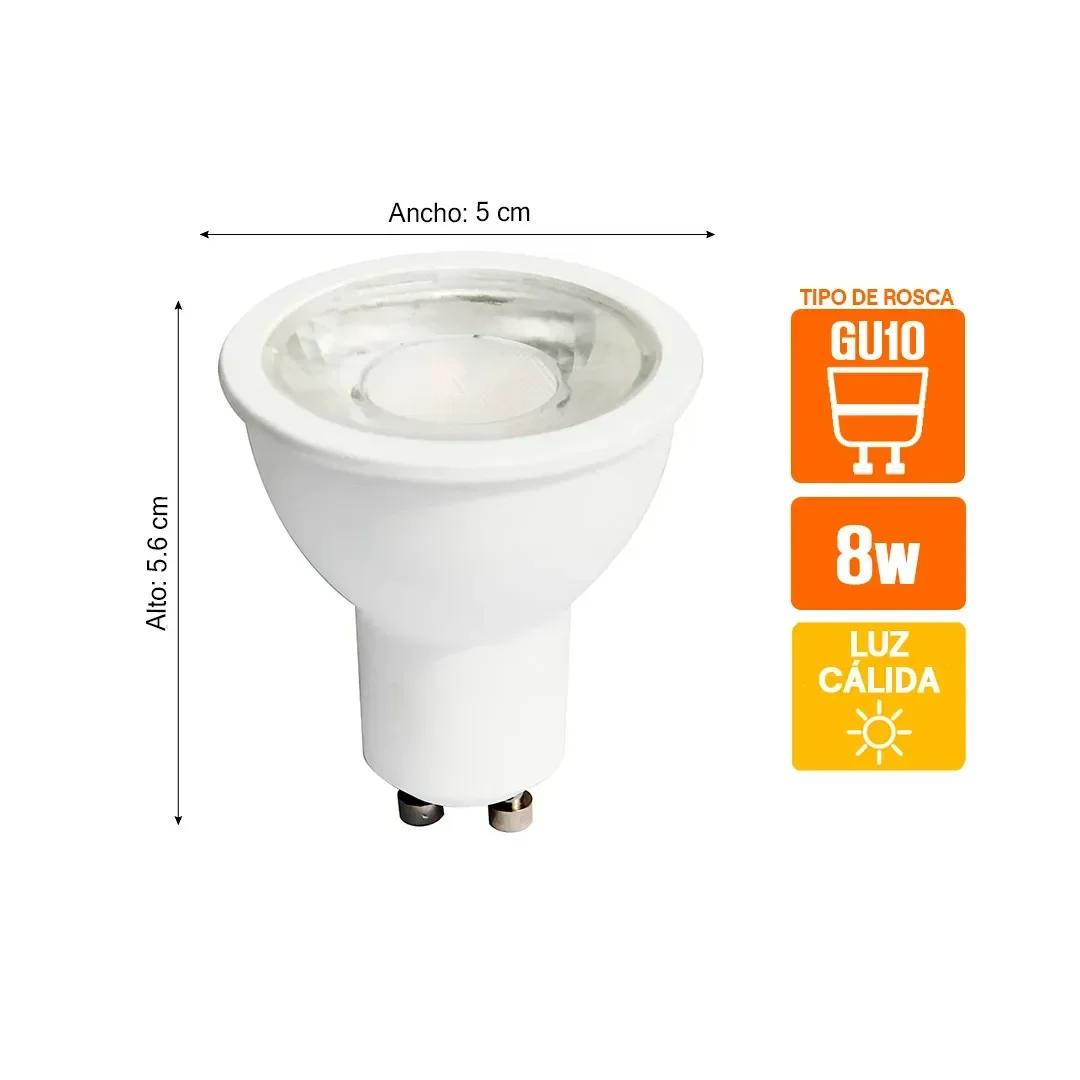 FOCO LED GU10 8W LUZ AMARILLA LIGHTECH2