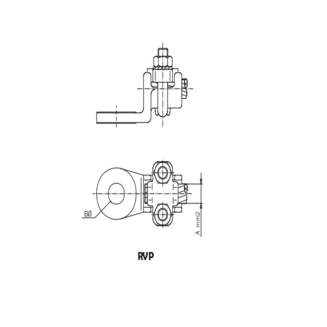 CONECTOR RECTO Y A 90° PARA CABLE/VARILLA DE COBRE Ø:25-120MM RVP-25/120 ARAGCU AS1