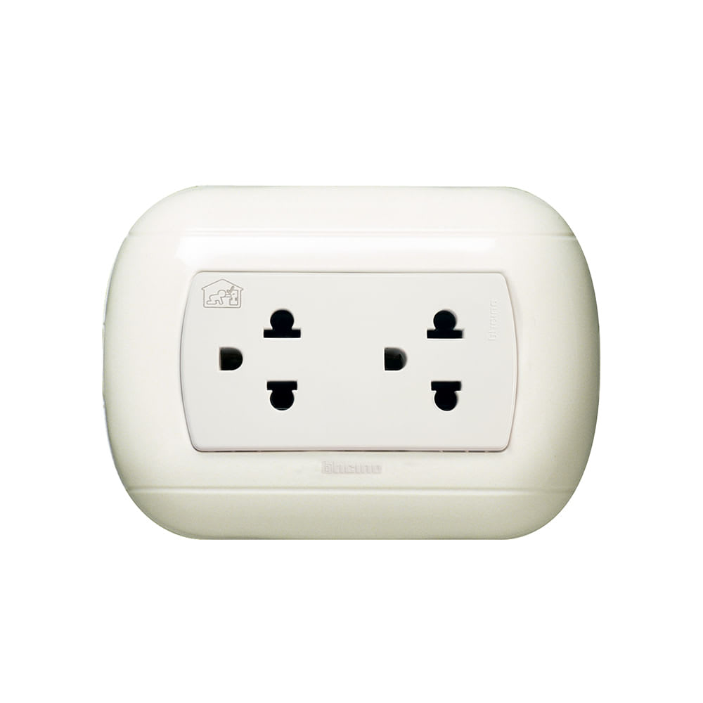TOMACORRIENTE DOBLE UNIVERSAL OVAL BLANCO BTICINO