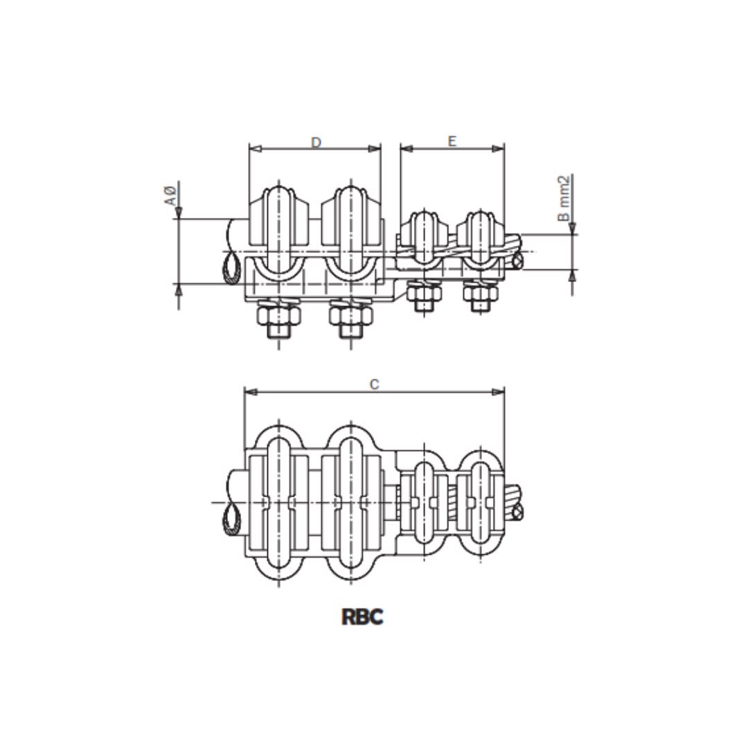 CONECTOR RECTO UNION TUBO/BORNA CU A CABLE CU Ø:30/95-150MM RBC-30150 ARAGCU AS1