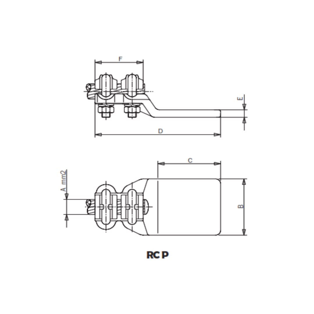 CONECTOR RECTO UNION CABLE CU A PLETINA Ø:500MM RCP-50046 ARAGCU AS1