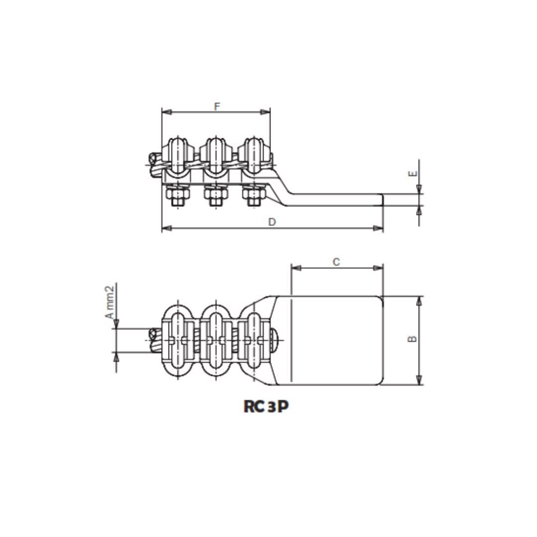 CONECTOR RECTO UNION CABLE CU A PLETINA Ø:95-150MM RC 3P-15066 ARAGCU AS