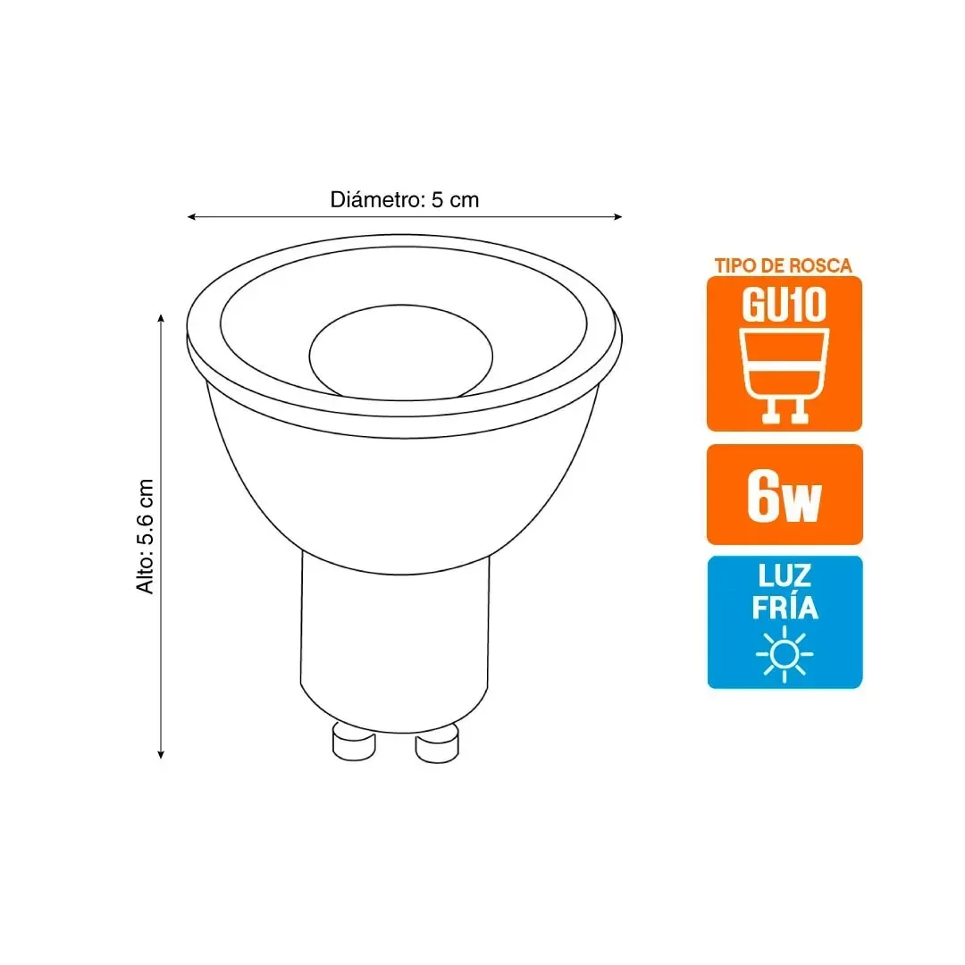 DICROICO LED GU10 6W LUZ FRIA LUMINIKA2